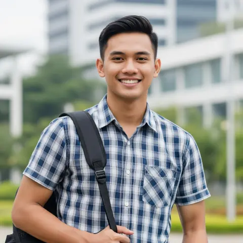 Seorang mahasiswa yang gembira
